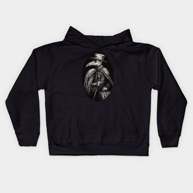 Plague Doctor (Black Death) Kids Hoodie by Derek Castro